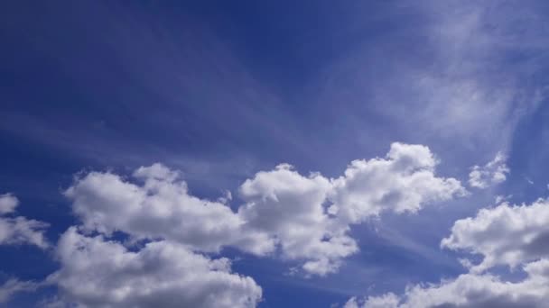 Time Lapse Cumulus Cirrus Clouds Blue Sky — Stock Video