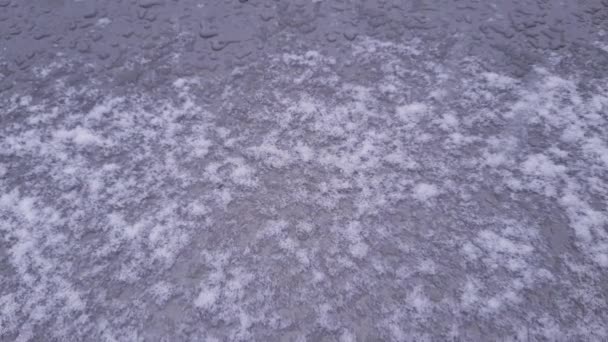 Surface Hood Windshield Car Strong Snowfall — Αρχείο Βίντεο