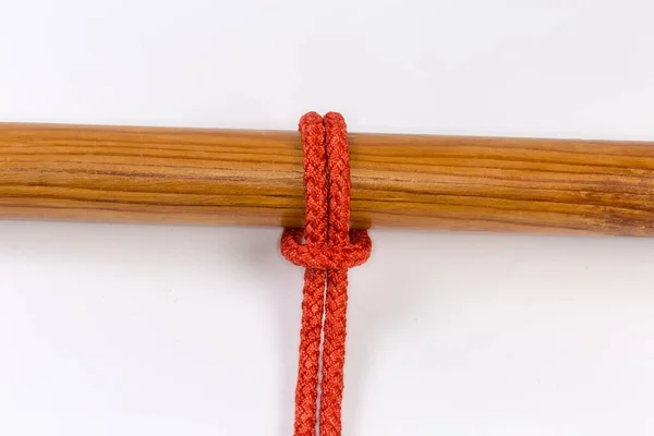 Kötélcsomós Tehén Hurkot Használt Hogy Kötelet Rögzítsen Egy Tárgyhoz Egy — Stock Fotó