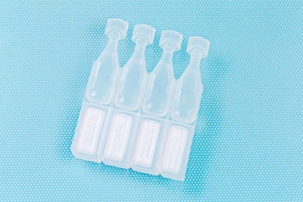 Eye Drops Small Disposable Plastic Ampoules Connected Block Top View — Stock Photo, Image