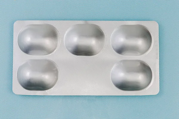 Envase Blister Lámina Entera Con Píldoras Del Medicamento Vista Superior —  Fotos de Stock