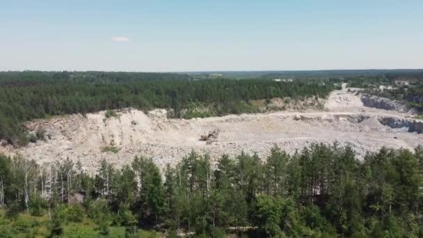 Aerial View Granite Quarry Amond Forest Sunny Weather — Stock Video