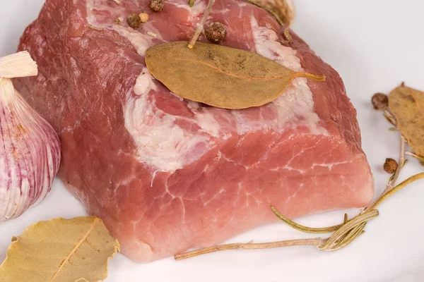 Bucată Mare Carne Porc Proaspătă Brută Obținută Din Piciorul Din — Fotografie, imagine de stoc