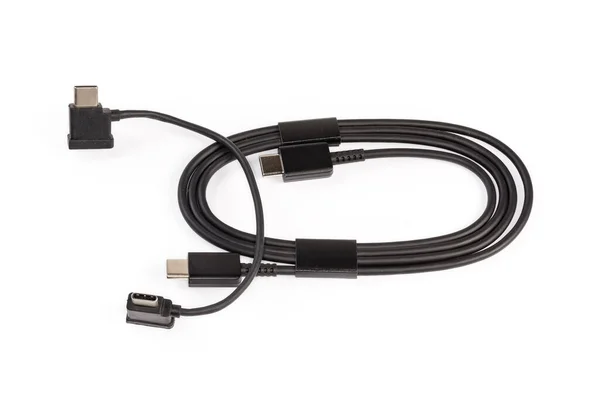 Cable Adaptador Negro Usb Con Enchufes Usb Tipo Ambos Bordes —  Fotos de Stock