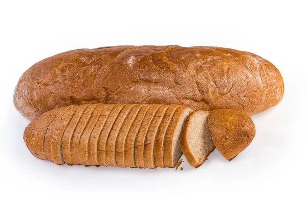 Grande Pão Oblongo Inteiro Pão Trigo Feito Partir Mistura Farinha — Fotografia de Stock
