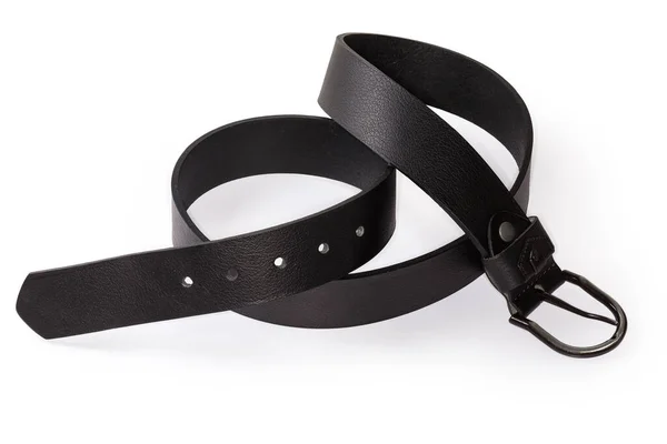 Lässiger Schwarzer Ledergürtel Für Männer Mit Klassischer Schnalle Mit Halbkreisförmigem — Stockfoto