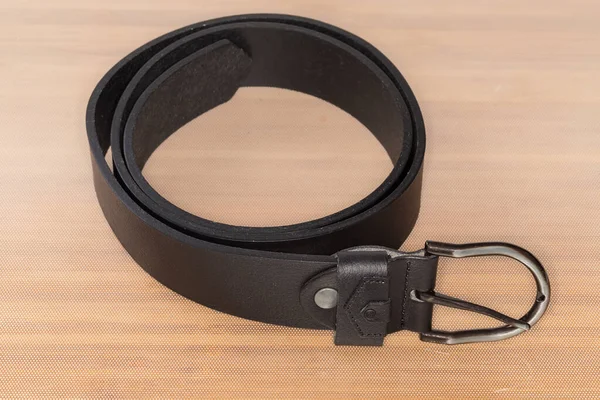 Cinturón Cuero Negro Casual Para Hombre Con Hebilla Clásica Con —  Fotos de Stock