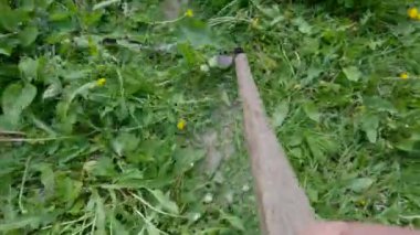 Çimleri tırpanla biçmek, üst manzara