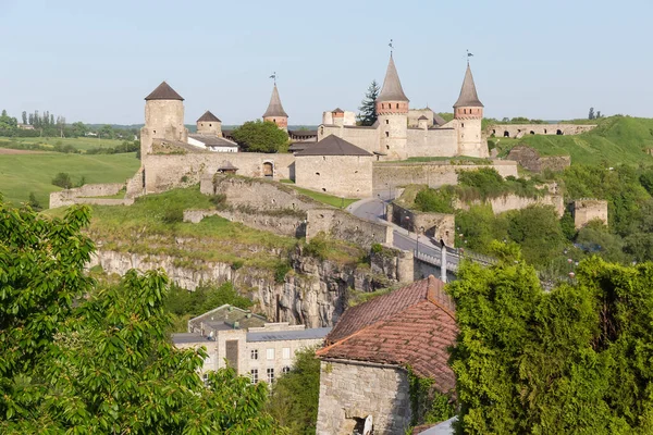 Antigua Fortaleza Los Siglos Ciudad Kamianets Podilskyi Ucrania Vista General — Foto de Stock