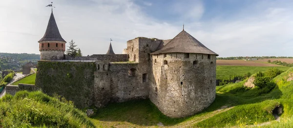Forntida Fästning Talen Kamianets Podilskyi Stad Ukraina Panoramautsikt Över Slottet — Stockfoto