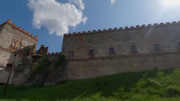 Torre Muro Defensivo Del Castillo Medzhybizh Desde Exterior Ucrania — Vídeos de Stock