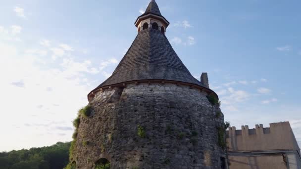 Średniowieczna Wieża Obronna Gonczarska Mieście Kamieniec Podolski Ukraina — Wideo stockowe