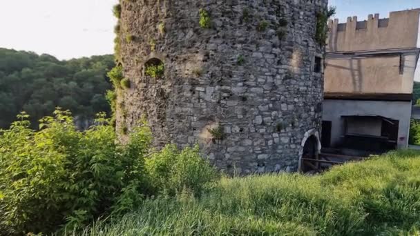 Středověká Obranná Věž Goncharska Kamianets Podilskyi Ukrajina — Stock video