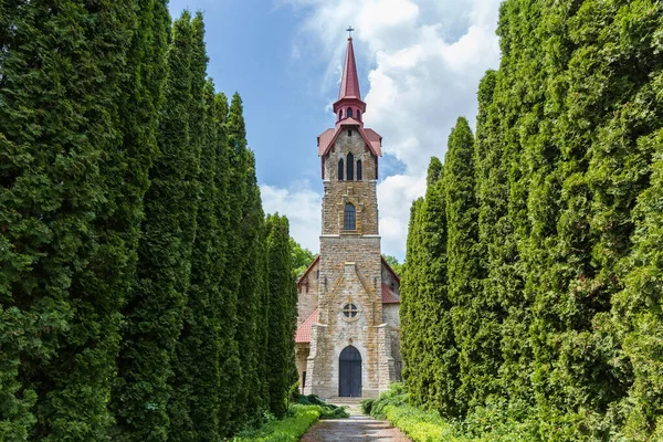 Kamenný Novogotický Katolický Kostel Antonína Padovy Konce Století Vesnici Losyach — Stock fotografie