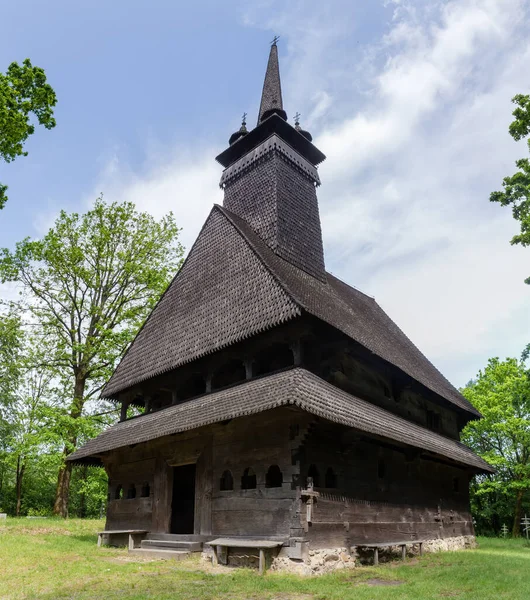 Gothic Two Log Wooden Church Nicholas Wonderworker 18Th Century Danylovo — Stock Photo, Image