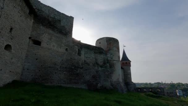 Muralla Suroeste Fortaleza Medieval Ciudad Kamianets Podilskyi Ucrania — Vídeo de stock