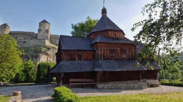 Croix Exaltation Eglise Contre Forteresse Médiévale Kamianets Podilskyi Ukraine — Video