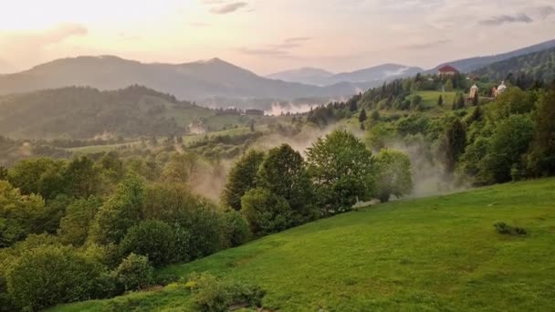 Mountain Ridges Rain Sunset Carpathian Mountains — Stock Video