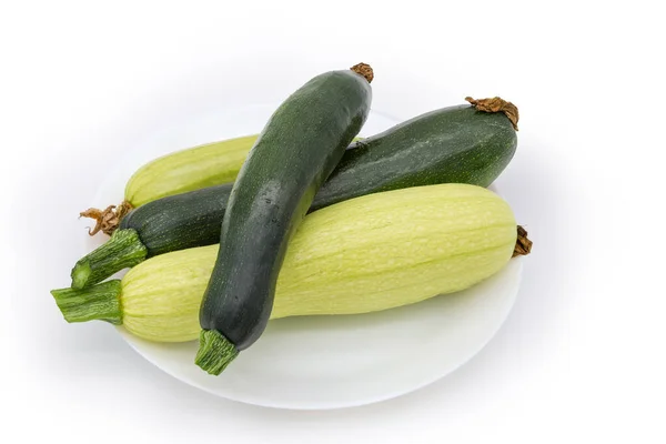 Midolli Vegetali Lunghi Appena Raccolti Con Buccia Verde Chiaro Zucchine — Foto Stock