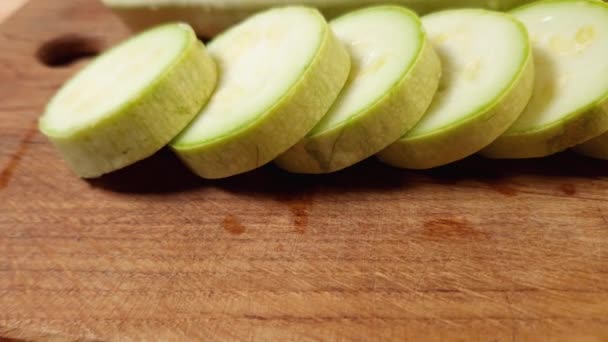 Whole Sliced Light Green Marrows Cutting Board — Stock Video