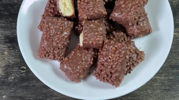 Cookies Rice Balls Milk Chocolate Coating Close — Stock Video