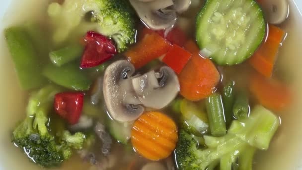 Mantarlı Sebze Çorbası Yakın Plan Telifsiz Stok Video