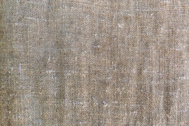 Sade dokuma, arkaplan, doku ve dokuma dokuma dokusuna sahip doğal boyanmamış liflerden örülmüş eski, kaba çuval bezi parçası.