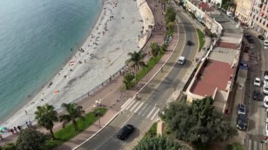 Nice, Fransa 'da İngiliz ve plajların gezinti manzarası