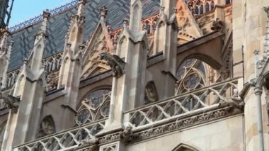 Gotik Yeminli Kilise 'nin yan cephesi yakın plan, Viyana