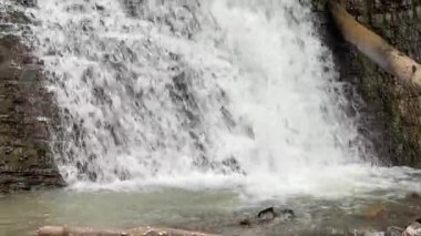 Zamlatsky Şelalesi Ukrayna Karpatları 'ndaki katmanlı kayalardan düşüyor