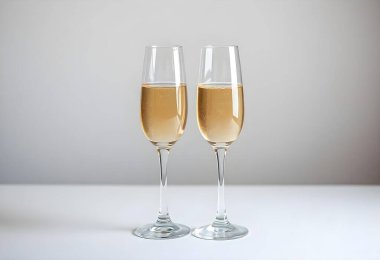 Beyaz arka planda şampanya kadehi