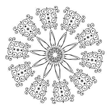 Kar tanesinin bir Siyah Vektör çizgisi çizimi beyaz zemin üzerindedir