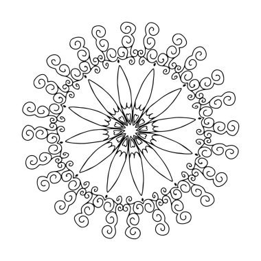 Kar tanesinin bir Siyah Vektör çizgisi çizimi beyaz zemin üzerindedir