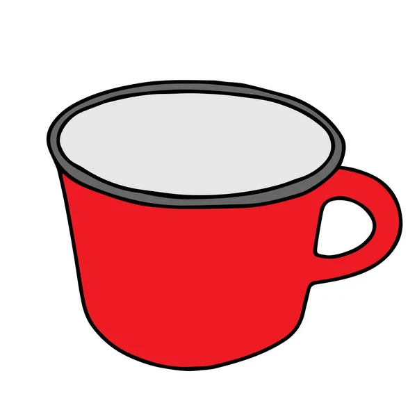 Eine Rote Hand Zeichnet Umrisse Vektor Illustration Einer Tasse Für — Stockvektor