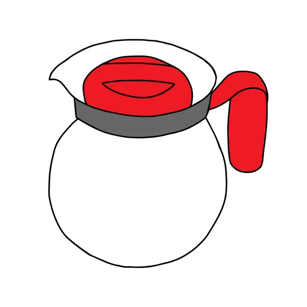 Eine Zeichnung Von Schwarzer Hand Illustriert Einen Transparenten Wasserkocher Für — Stockvektor
