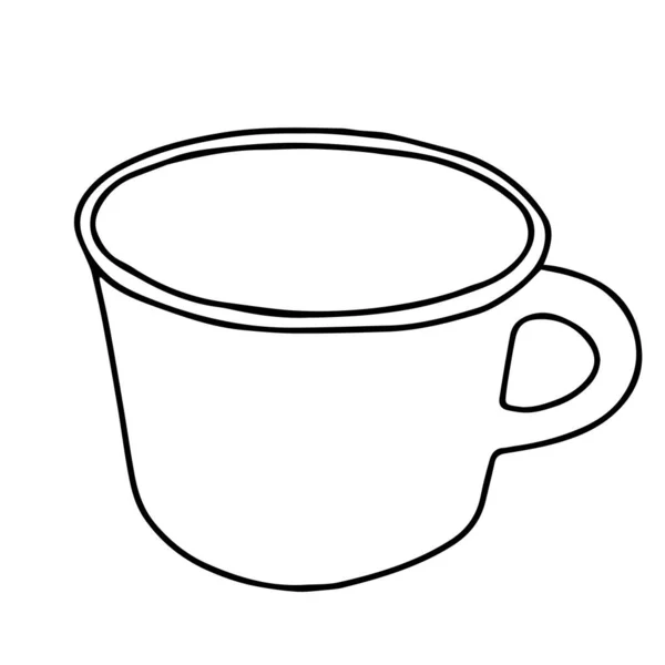 Чорно Біла Рука Малює Контури Векторні Ілюстрації Чашки Гарячого Чаю — стоковий вектор