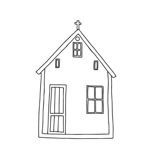 Illustrazione Una Casa Isolata Sfondo Bianco Libro Colorare — Vettoriale Stock