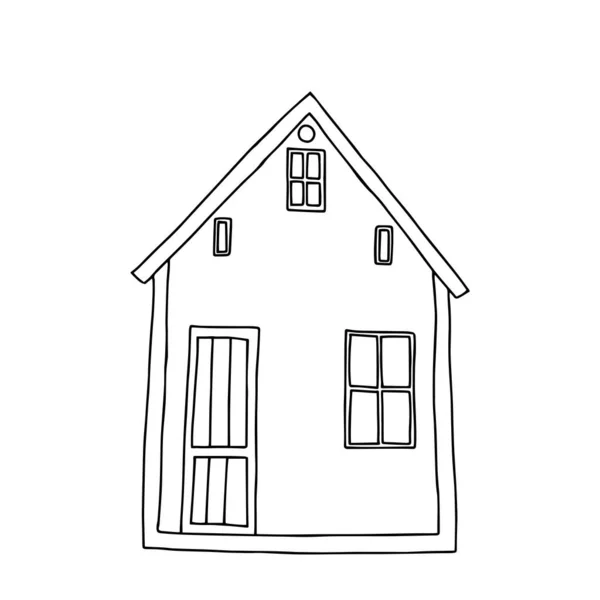 Ilustrace Domu Izolované Bílém Pozadí Pro Omalovánky — Stockový vektor