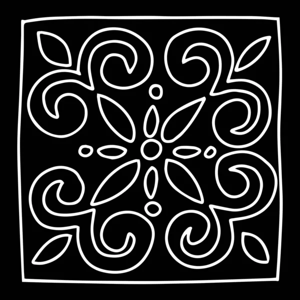 黒の背景に孤立したベクトルホワイトの手描きの抽象的な形 — ストックベクタ