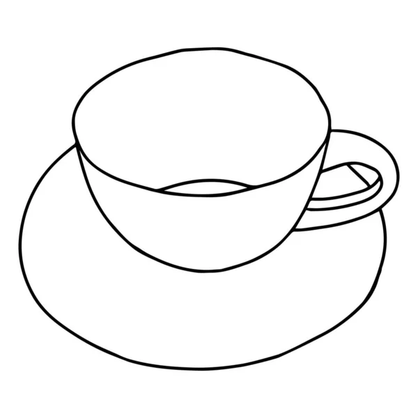 Черная Рука Рисунок Очертания Векторной Иллюстрации Пустой Чашки Горячего Кофе — стоковый вектор