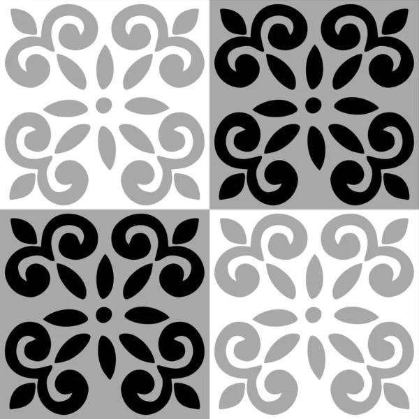 白色背景上孤立的手工绘制的抽象形状的灰色矢量无缝模式 — 图库矢量图片