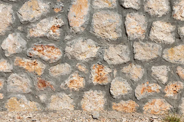Eine Schöne Struktur Einer Alten Mauer Aus Orangefarbenen Steinen Mit — Stockfoto