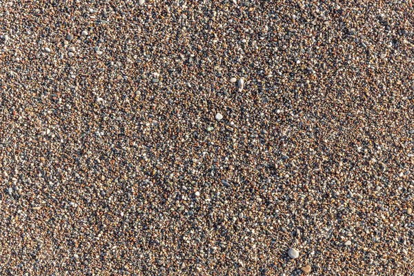 Uma Bela Textura Horizontal Areia Amarela Com Ondas Seixos Conchas — Fotografia de Stock