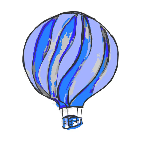 Μια Όμορφη Ζωγραφισμένη Στο Χέρι Διανυσματική Απεικόνιση Ενός Μπλε Μπαλονιού — Διανυσματικό Αρχείο