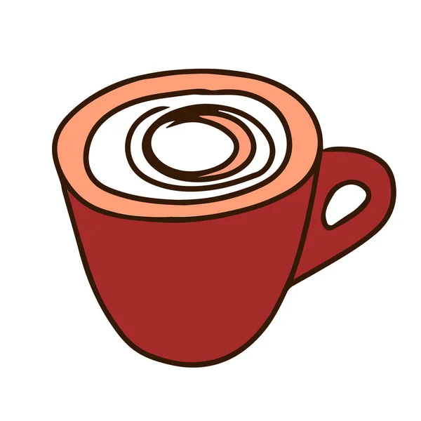 Eine Braune Hand Zeichnet Umrisse Vektor Illustration Der Tasse Cappuccino — Stockvektor