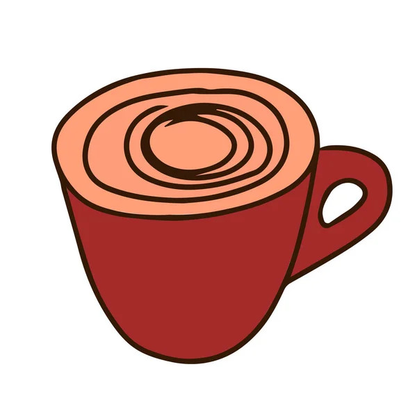 Eine Braune Hand Zeichnet Umrisse Vektor Illustration Der Tasse Cappuccino — Stockvektor