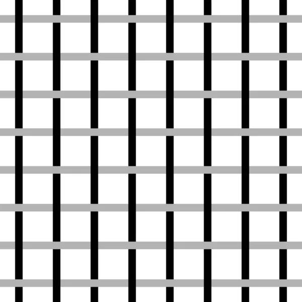 白い背景に孤立した黒い抽象幾何学形とグリッドのベクトルシームレスなパターン — ストックベクタ