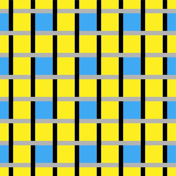 色の抽象幾何学的形状とグリッドのベクトルシームレスなパターン — ストックベクタ