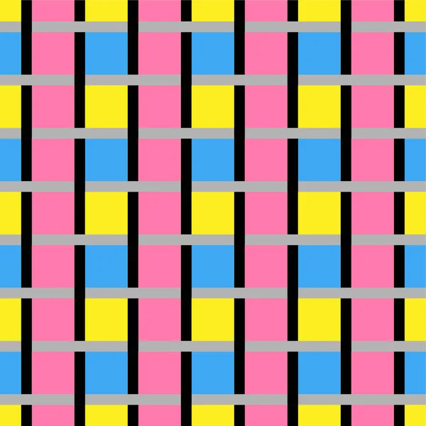 Διάνυσμα Αδιάλειπτη Μοτίβο Χρωματισμένα Αφηρημένα Γεωμετρικά Σχήματα Και Πλέγμα — Διανυσματικό Αρχείο