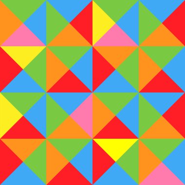 Renkli soyut geometrik şekillerin ve ızgaranın vektörsüz deseni